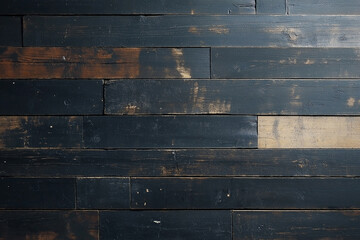 Naklejka premium Artistic black wooden planks with varying textures showcase timeless craftsmanship in a rustic setting. Generative AI