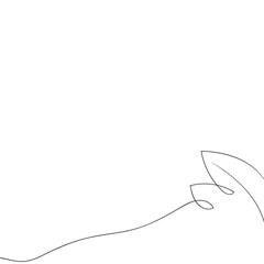 Floral silhouette art line. Flowers in continuous line drawing style. Border with tropical flower. Minimalist black linear sketch. Trendy vector illustration isolated. Contour graphics for design