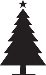Obraz premium Black Christmas Tree Silhouette Vector Art on White Background for Seasonal Designs
