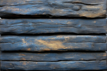 Fototapeta premium Weathered blue wooden planks stacked beautifully in a rustic display. Generative AI