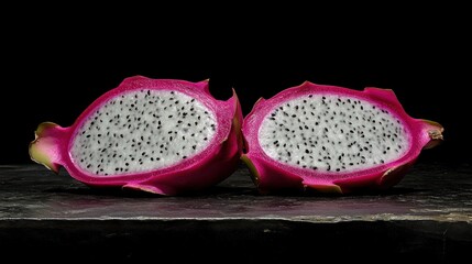 Fototapeta premium Striking Shot of Dragon Fruit Sliced Open