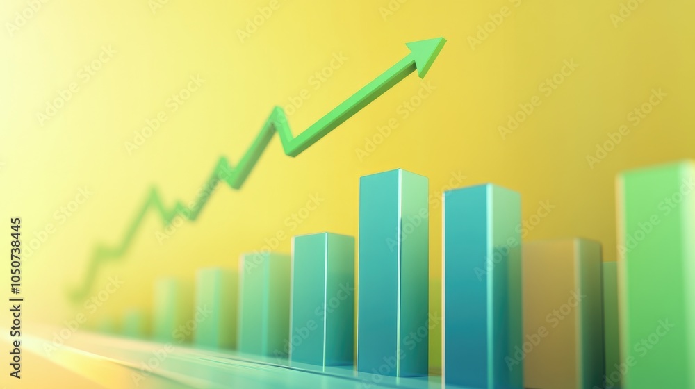 Poster a rising graph with ascending bars symbolizes growth and progress in business metrics.
