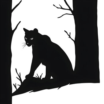 recommend clip art: bobcat silhouette vector illustration White Background. Generative AI