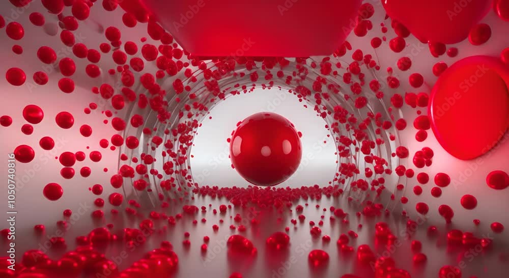 Aufkleber 3d rendering of red viruses spreading through a digital tunnel 4k