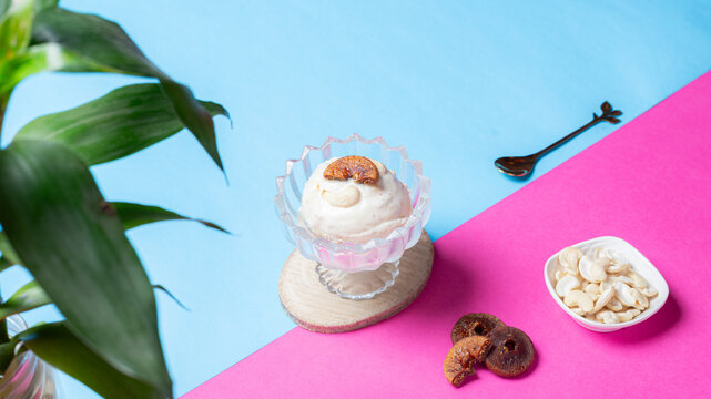 Anjeer Ice Cream in glass bowl