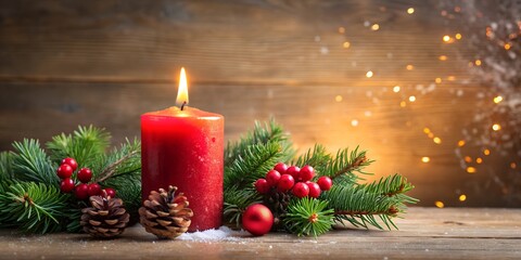 christmas decoration with candle and christmas tree