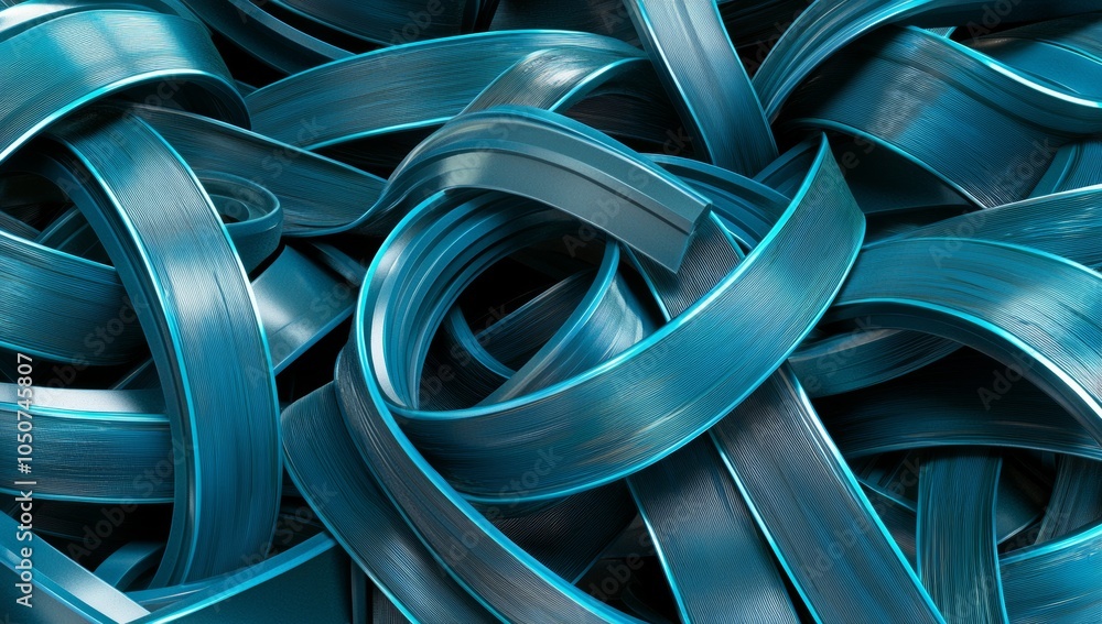 Poster abstract blue glowing data cables connection background with black color and light effects