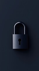 Fototapeta premium A simple black lock against a dark background symbolizes cyber security and data protection in modern technology