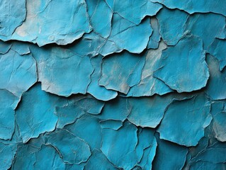 Obraz premium Arafed blue paint on a wall with peeling paint