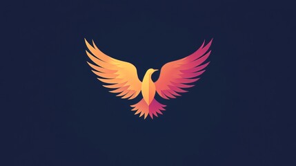 Obraz premium Bird logo with wings, incorporating a tech-inspired pixel design for modern logos. 