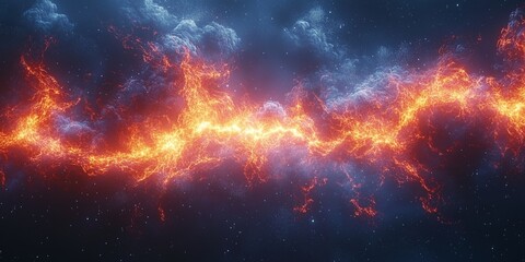 Electric Storm Abstract, Golden Energy Background