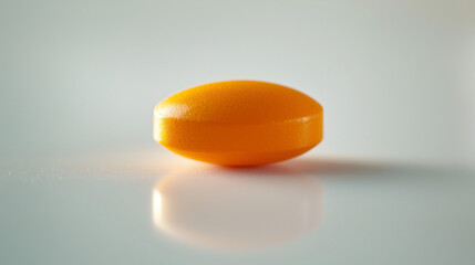 Yellow oval vitamin tablet isolated on white background