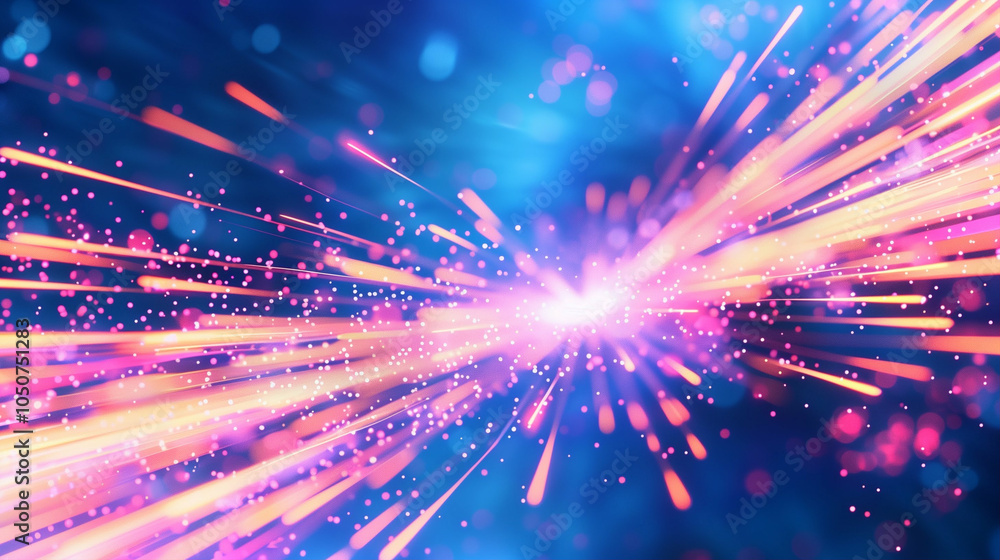 Poster light streaks with vibrant light effects in abstract background design for creative projects