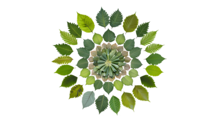Leaves Art Mandala. Generative AI, HD Transparent PNG 