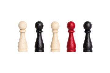 Colored game pieces in a row, white isolate background. transparent background.