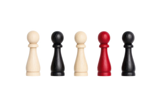 Colored game pieces in a row, white isolate background. transparent background.