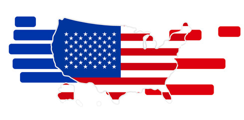 map of the USA, United States of America, simplified state-borders outline silhouette icon symbol