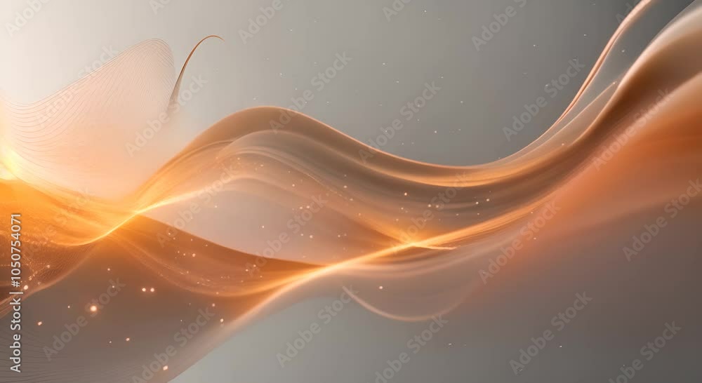 Poster abstract digital waves flowing with particles in a visual representation of data movement or sound w