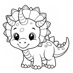 Obraz premium Coloring page for kids about cute cartoon dinosaur bold & easy