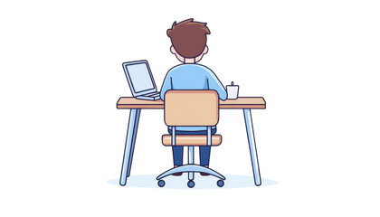 Fototapeta premium Person working from home at a desk with a laptop and a cup.