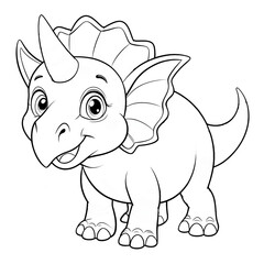 Fototapeta premium Coloring page for kids about cute cartoon dinosaur bold & easy