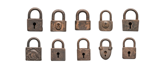 Set of vintage locks arranged.