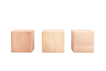 Three wooden cubes.