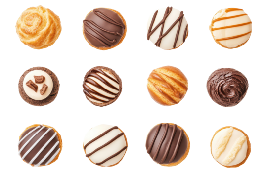 Variety of delicious chocolate-covered cookies.