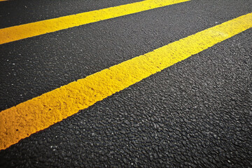 Black asphalt with yellow markings