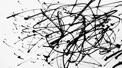Obraz premium hand drawn ink brush, black grunge on white