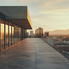 Obraz premium Urban rooftop scene with skyline in the background
