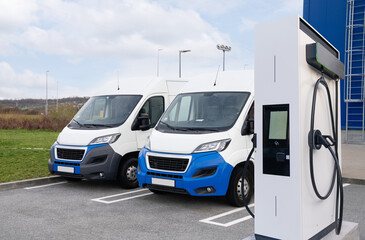 Electric delivery vans with electric vehicles charging station
