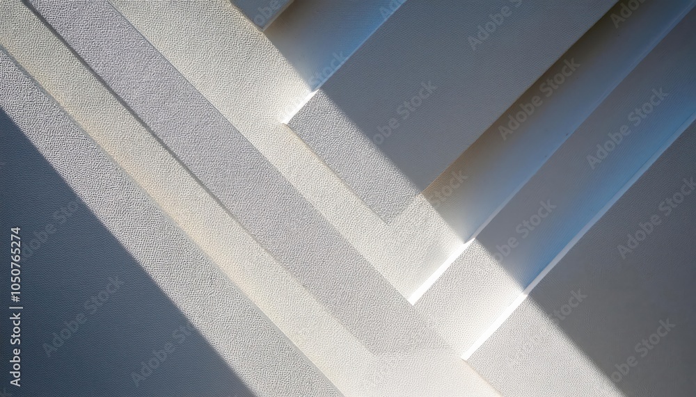 Poster Minimalist Textured White Wall with Diagonal Sunlight and Shadows. Perfect for Backgrounds, Web Banners, or Modern Design Concepts