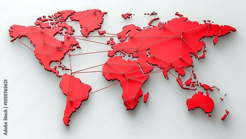 Poster digital map of the world with glowing connections between cities, representing the global network an