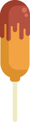 Simple vector illustration of a corn dog with mustard dripping down, ideal for projects related to food and snack