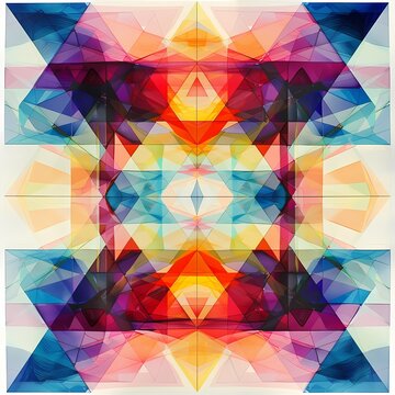 abstract geometric pattern with colorful gradients and symmetrical shapes in vibrant tones