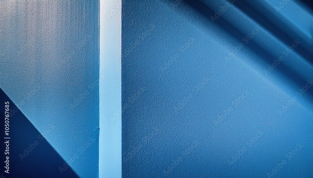 Poster Abstract Textured Blue Wall with Diagonal Shadows from Sunlight through Window, Minimalist Background for Creative Design, Modern Art Concepts, or Architectural Visualization Projects