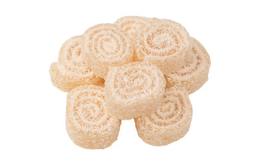 Coconut candy roll isolated on a white background.