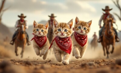 Herding Cats Cowboys herd cats like a rodeo with horses