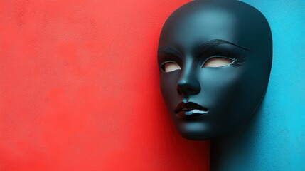 Stylized Mannequin Face Against Colorful Background