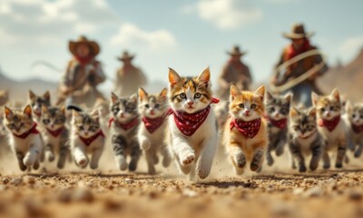 Herding Cats Cowboys herd cats like a rodeo with horses