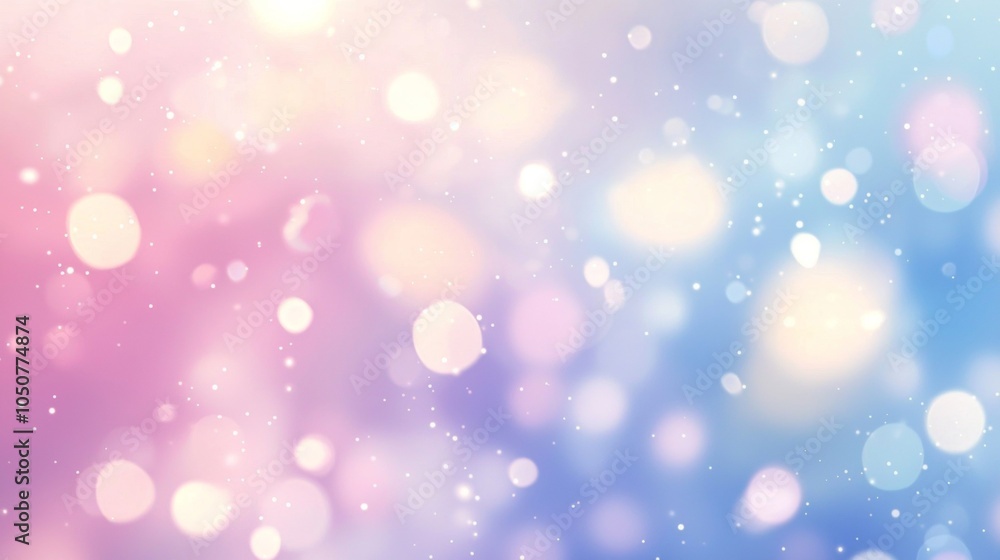 Poster soft pink and blue gradient background features glowing bokeh lights and delicate sparkles, creating