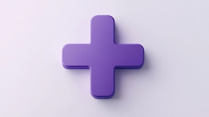 Obraz premium 3D Purple Plus Sign Icon: Minimal First Aid and Healthcare Symbol for Emergency Help
