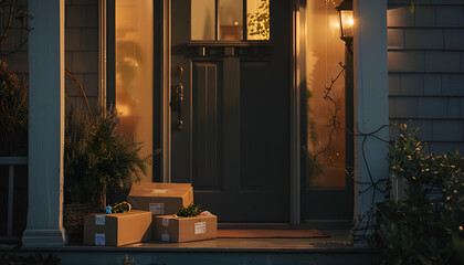 Delivered parcels on porch near front door