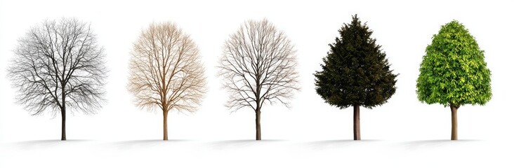 Obraz premium Set of isolated modern design elements in sketch style. Hand drawn illustration. Nature template. Clipart. Winter trees silhouettes collection.