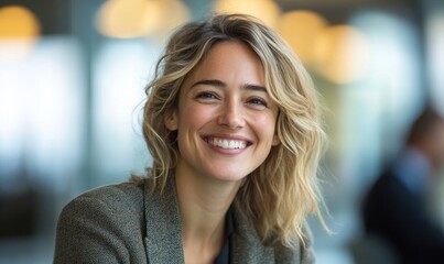 Businesswoman laughing during a discussion with colleague at wor, Generative AI