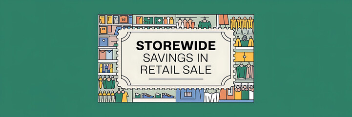 Obraz premium Storewide Savings in Retail Sale Colorful Flat Illustration for a Big Sale Event 