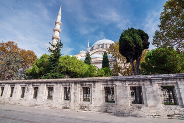 Suleymaniye Mosque on a sunny day in Istanbul.