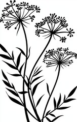 Fototapeta premium Black and White Queen Anne's Lace Templates for Printing and Cutting