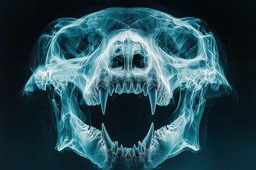 Luminescent Wolf Cranium Digital Art